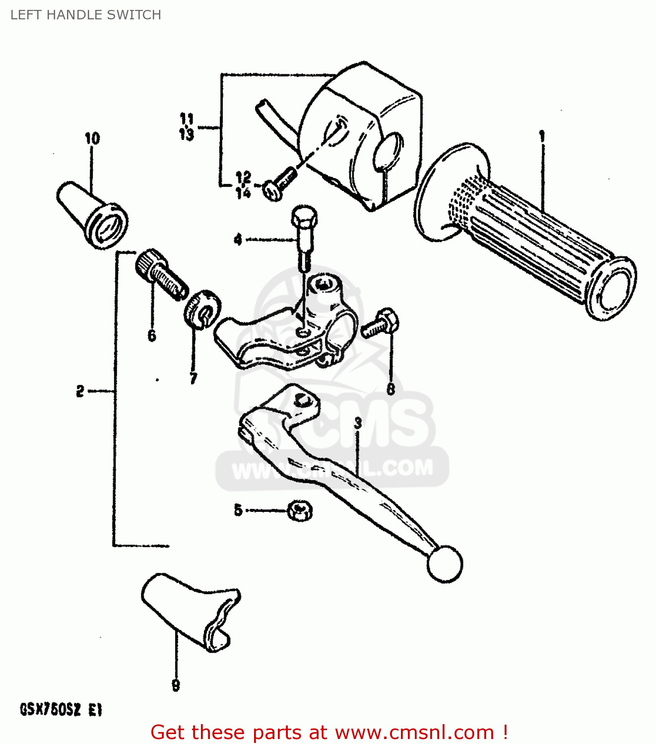 LEFT HANDLE SWITCH GSX750S KATANA 1982 (Z) 1 2 4 6 15 16 17 18 21 22 24 25 26 30 39
