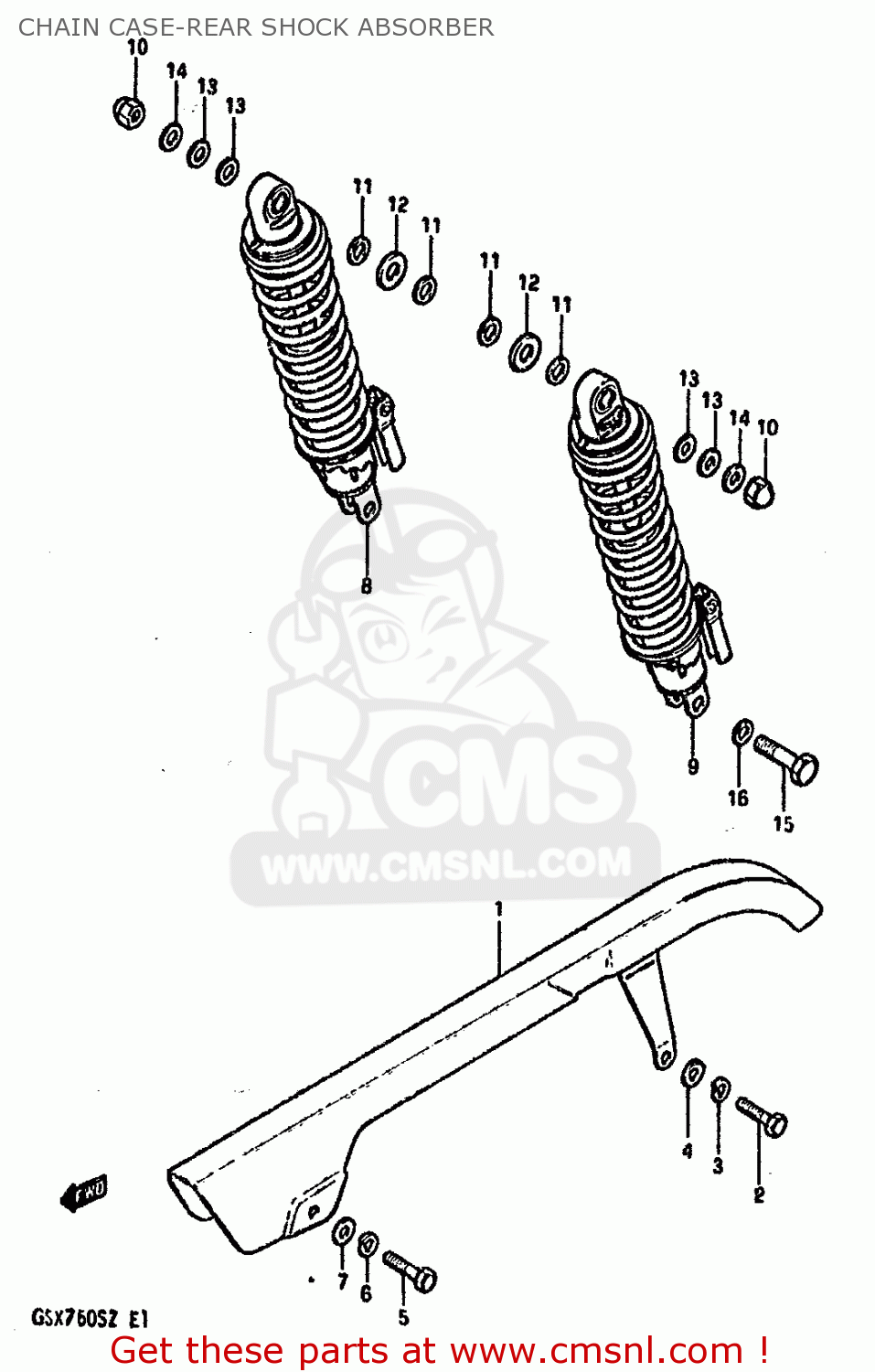 CHAIN CASE-REAR SHOCK ABSORBER GSX750S KATANA 1982 (Z) 1 2 4 6 15 16 17 18 21 22 24 25 26 30 39