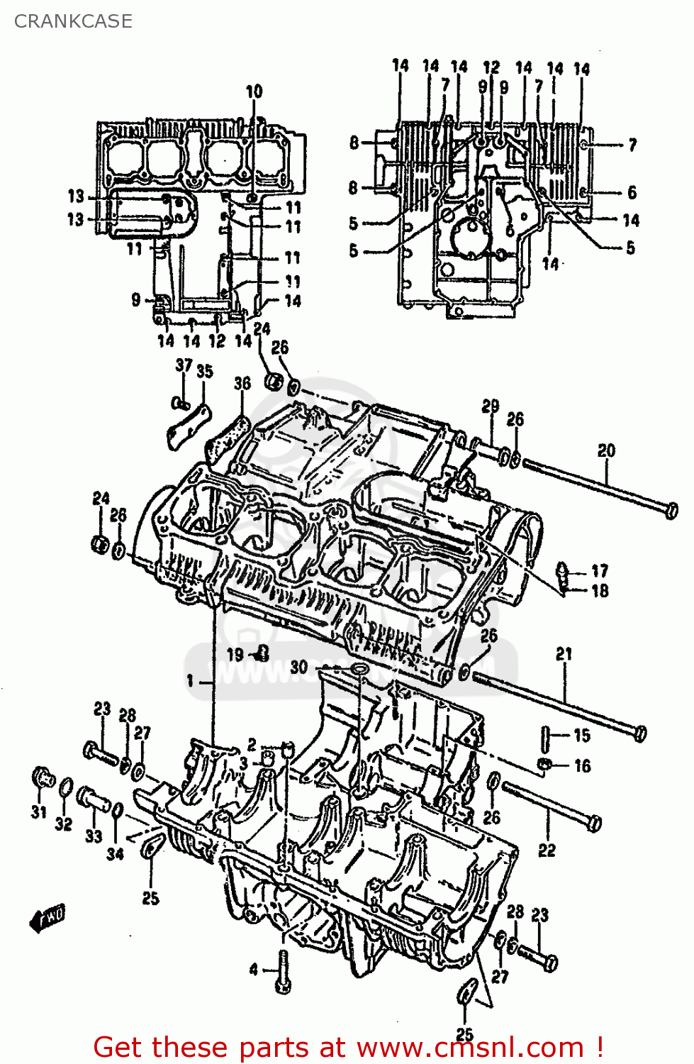 CRANKCASE GSX750S KATANA 1982 (Z) 1 2 4 6 15 16 17 18 21 22 24 25 26 30 39