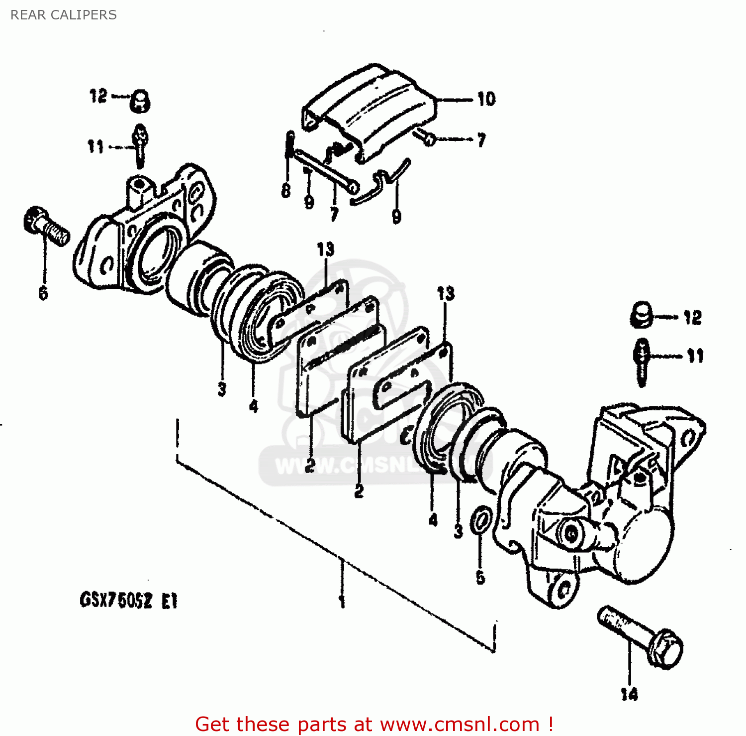 REAR CALIPERS GSX750S KATANA 1982 (Z) 1 2 4 6 15 16 17 18 21 22 24 25 26 30 39