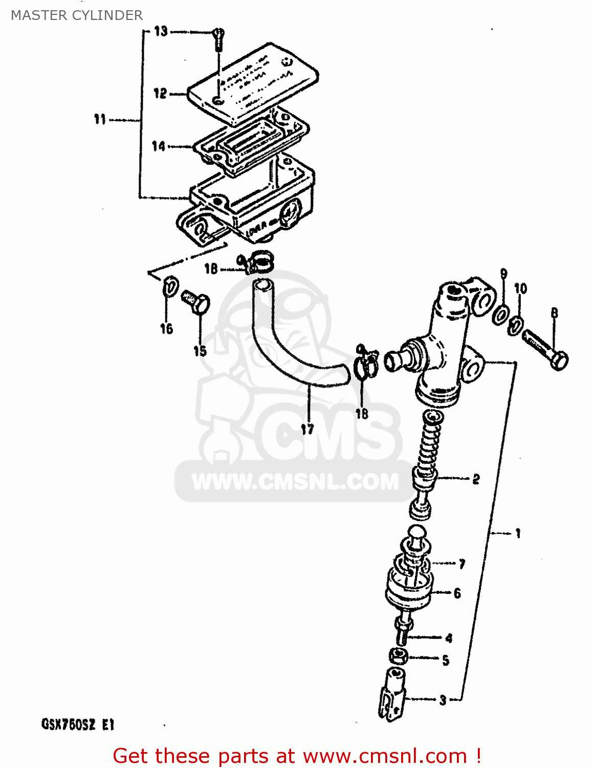 MASTER CYLINDER GSX750S KATANA 1982 (Z) 1 2 4 6 15 16 17 18 21 22 24 25 26 30 39