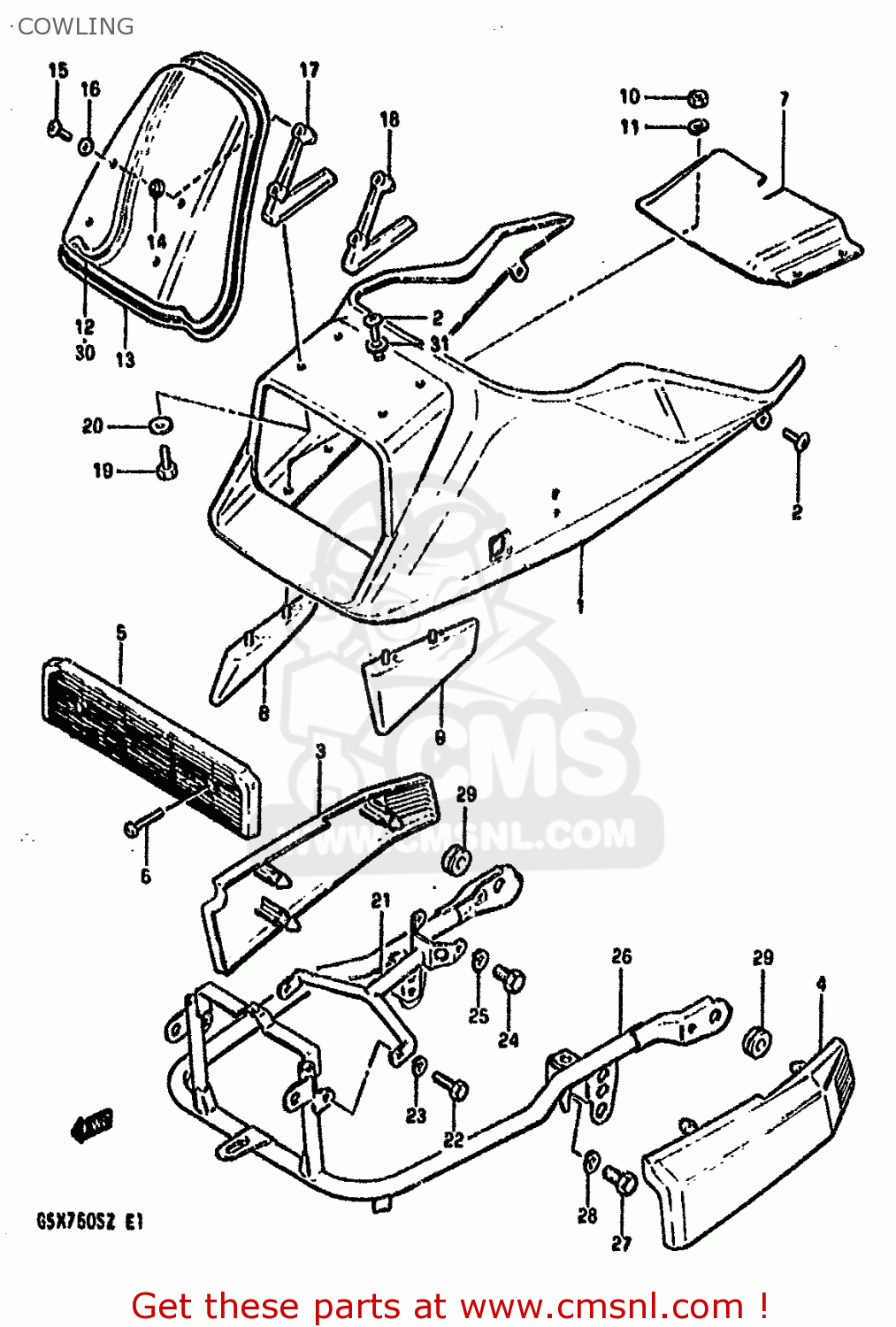 COWLING GSX750S KATANA 1982 (Z) 1 2 4 6 15 16 17 18 21 22 24 25 26 30 39