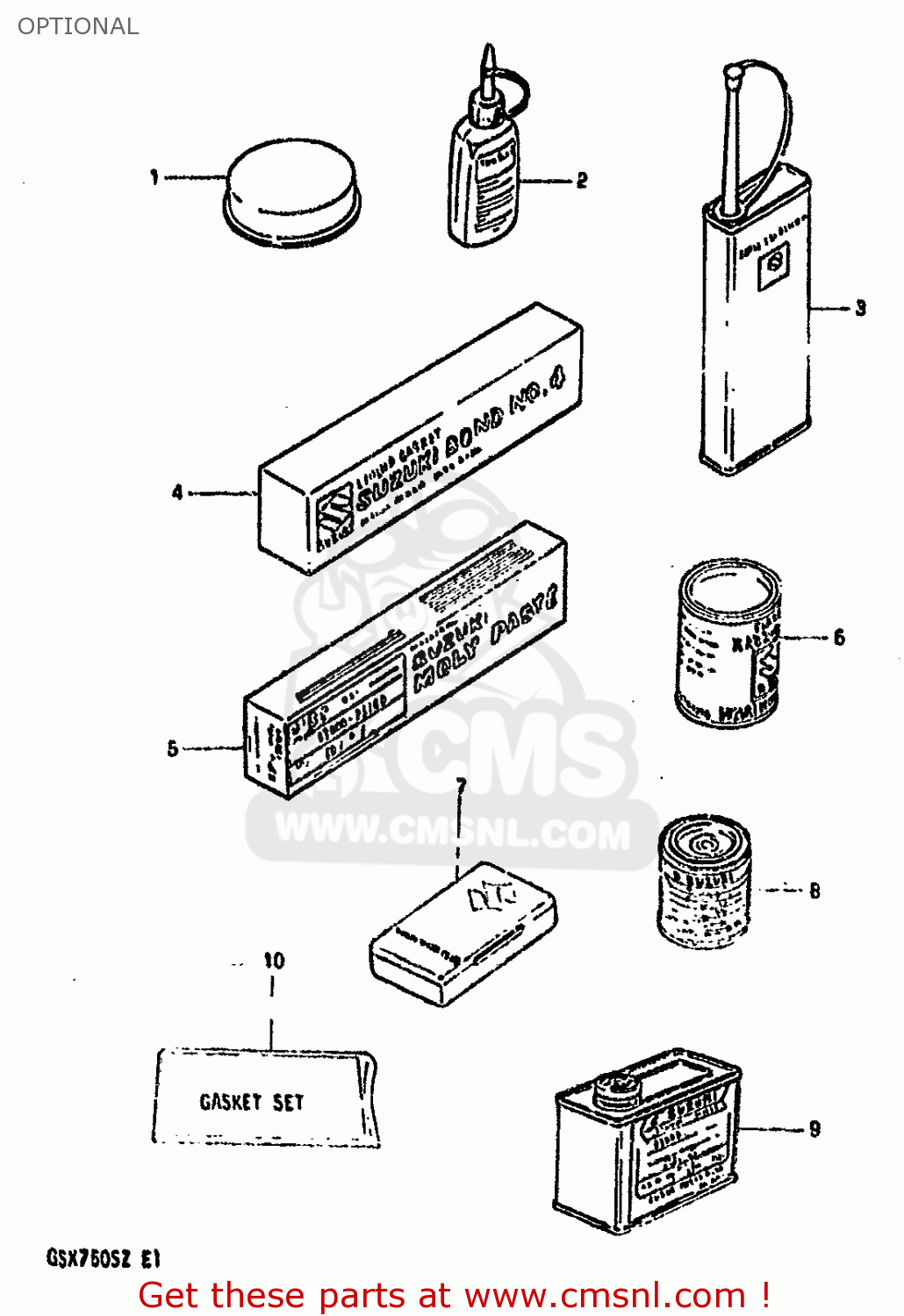 OPTIONAL GSX750S KATANA 1982 (Z) 1 2 4 6 15 16 17 18 21 22 24 25 26 30 39