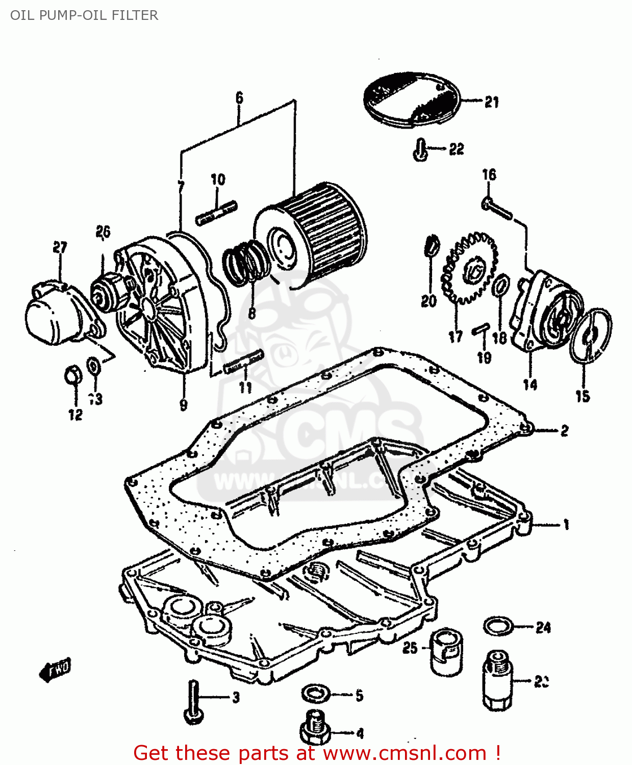 OIL PUMP-OIL FILTER GSX750S KATANA 1982 (Z) 1 2 4 6 15 16 17 18 21 22 24 25 26 30 39
