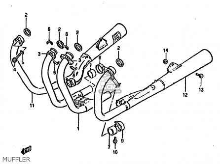 MUFFLER - GSX750S KATANA 1982 (Z) 1 2 4 6 15 16 17 18 21 22 24 25 26 30 39