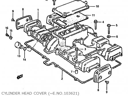 CYLINDER HEAD COVER (~E.NO.103621) - GSX750S KATANA 1982 (Z) 1 2 4 6 15 16 17 18 21 22 24 25 26 30 39