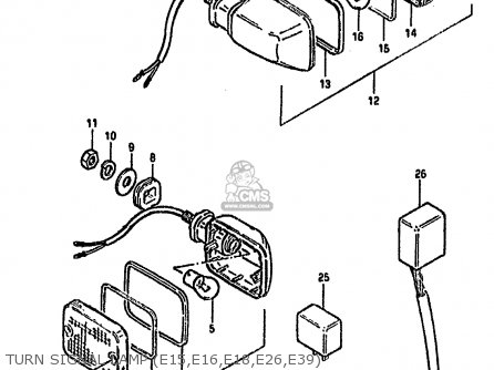 TURN SIGNAL LAMP (E15,E16,E18,E26,E39) - GSX750S KATANA 1982 (Z) 1 2 4 6 15 16 17 18 21 22 24 25 26 30 39