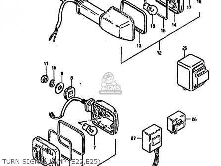 TURN SIGNAL LAMP (E22,E25) - GSX750S KATANA 1982 (Z) 1 2 4 6 15 16 17 18 21 22 24 25 26 30 39