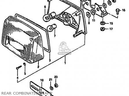 REAR COMBINATION LAMP - GSX750S KATANA 1982 (Z) 1 2 4 6 15 16 17 18 21 22 24 25 26 30 39