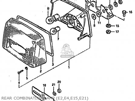 REAR COMBINATION LAMP (E2,E4,E15,E21) - GSX750S KATANA 1982 (Z) 1 2 4 6 15 16 17 18 21 22 24 25 26 30 39