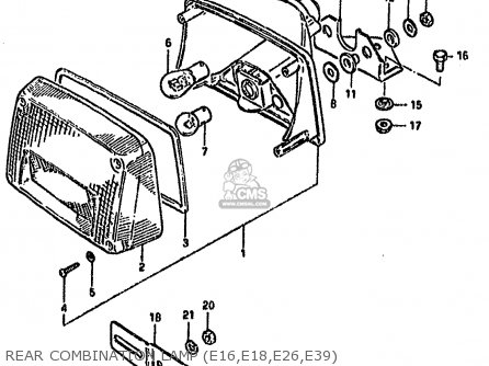 REAR COMBINATION LAMP (E16,E18,E26,E39) - GSX750S KATANA 1982 (Z) 1 2 4 6 15 16 17 18 21 22 24 25 26 30 39