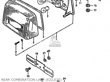 REAR COMBINATION LAMP (E22,E25) - GSX750S KATANA 1982 (Z) 1 2 4 6 15 16 17 18 21 22 24 25 26 30 39