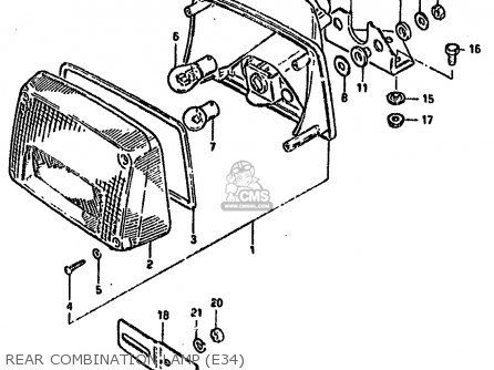 REAR COMBINATION LAMP (E34) - GSX750S KATANA 1982 (Z) 1 2 4 6 15 16 17 18 21 22 24 25 26 30 39
