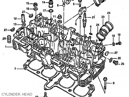 CYLINDER HEAD - GSX750S KATANA 1982 (Z) 1 2 4 6 15 16 17 18 21 22 24 25 26 30 39