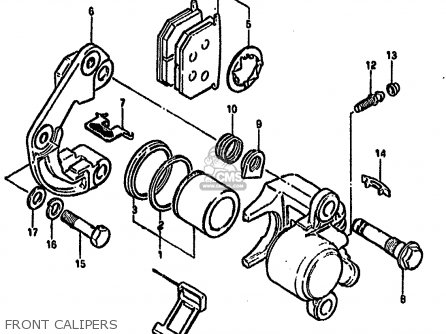 FRONT CALIPERS - GSX750S KATANA 1982 (Z) 1 2 4 6 15 16 17 18 21 22 24 25 26 30 39