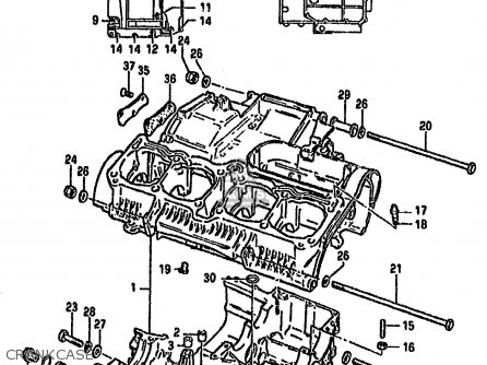 CRANKCASE - GSX750S KATANA 1982 (Z) 1 2 4 6 15 16 17 18 21 22 24 25 26 30 39
