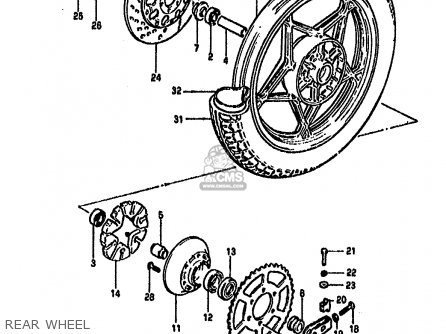 REAR WHEEL - GSX750S KATANA 1982 (Z) 1 2 4 6 15 16 17 18 21 22 24 25 26 30 39