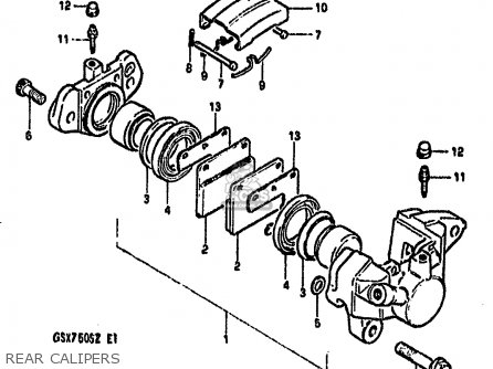 REAR CALIPERS - GSX750S KATANA 1982 (Z) 1 2 4 6 15 16 17 18 21 22 24 25 26 30 39
