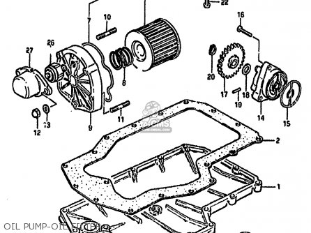 OIL PUMP-OIL FILTER - GSX750S KATANA 1982 (Z) 1 2 4 6 15 16 17 18 21 22 24 25 26 30 39