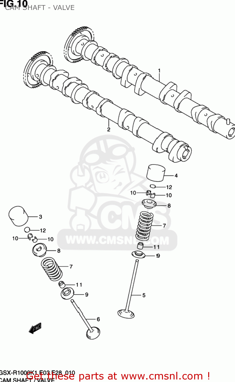 CAM SHAFT - VALVE GSXR1000 2001 (K1) USA (E03)