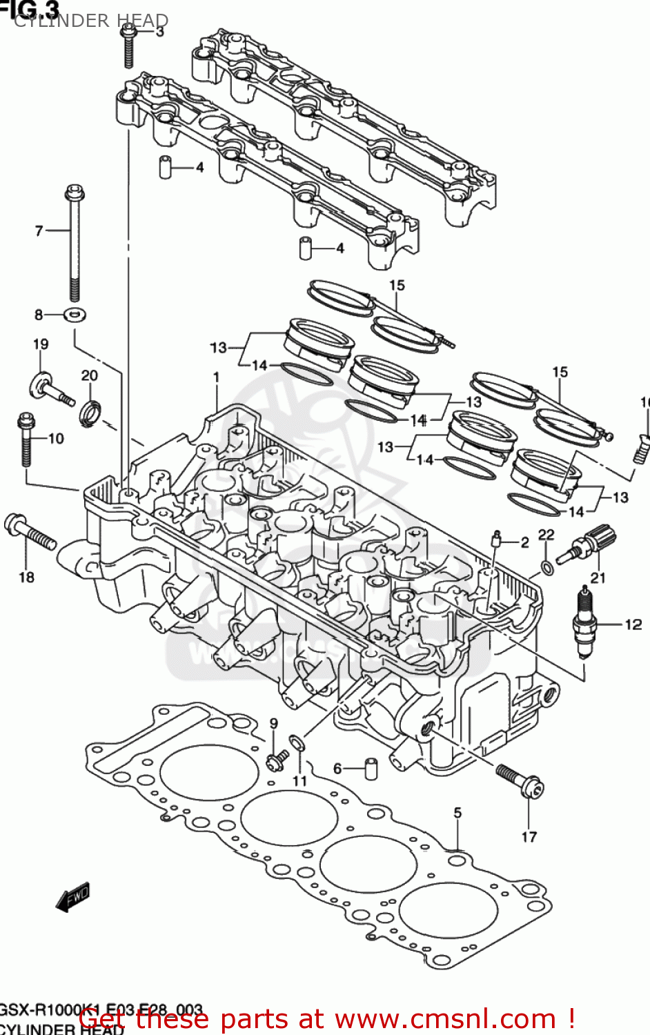 CYLINDER HEAD GSXR1000 2001 (K1) USA (E03)