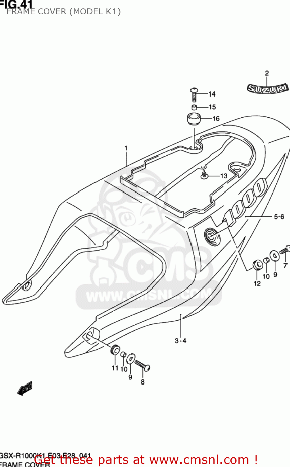 FRAME COVER (MODEL K1) GSXR1000 2001 (K1) USA (E03)
