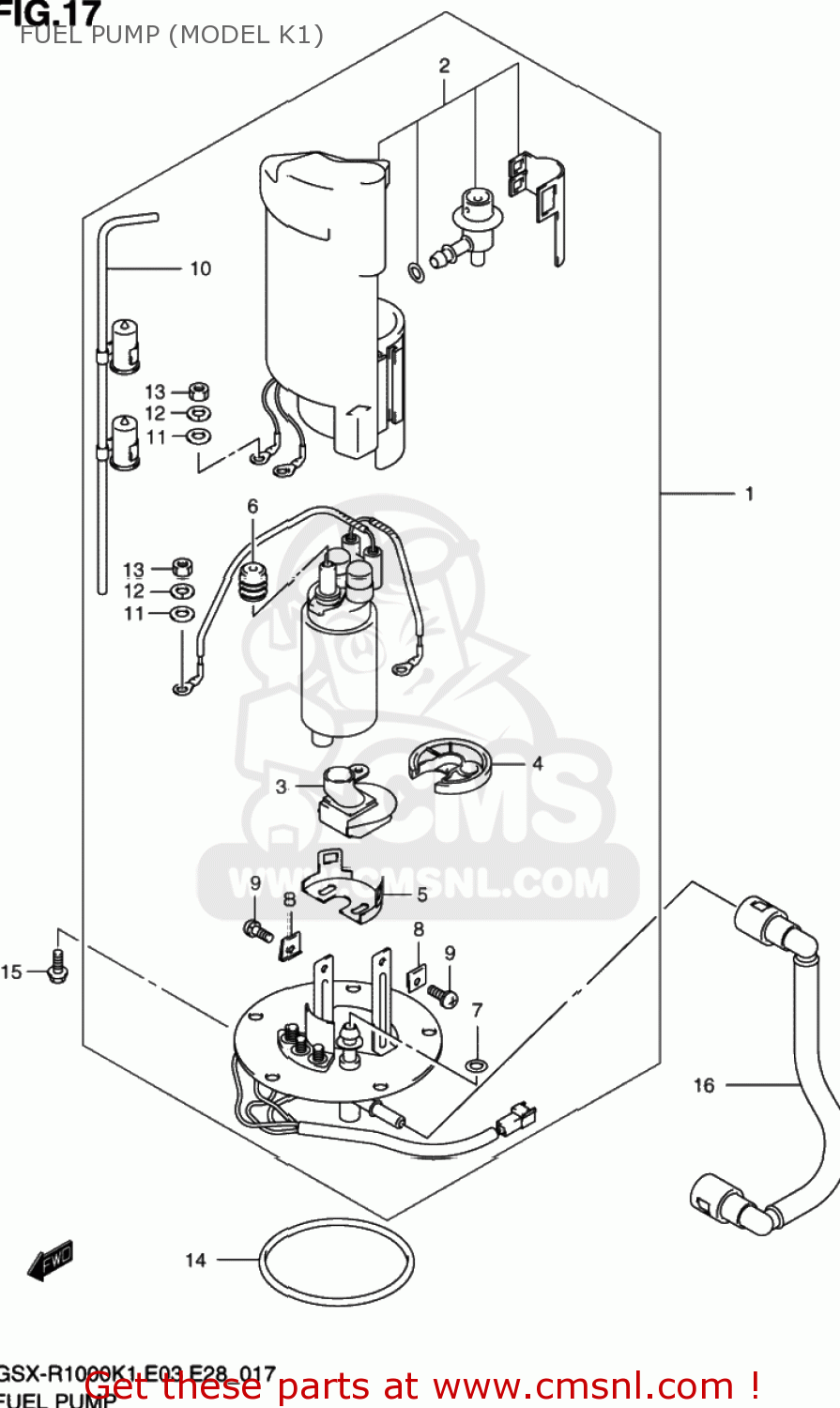 FUEL PUMP (MODEL K1) GSXR1000 2001 (K1) USA (E03)