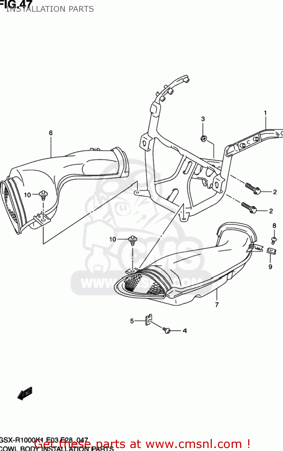 INSTALLATION PARTS GSXR1000 2001 (K1) USA (E03)