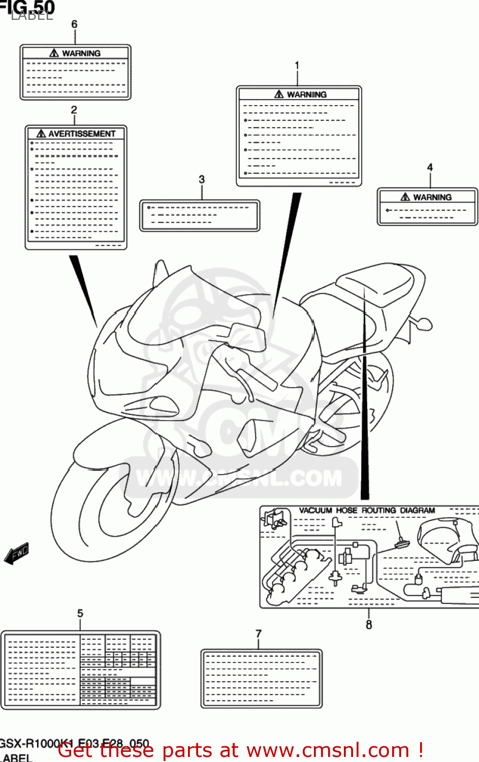 LABEL GSXR1000 2001 (K1) USA (E03)