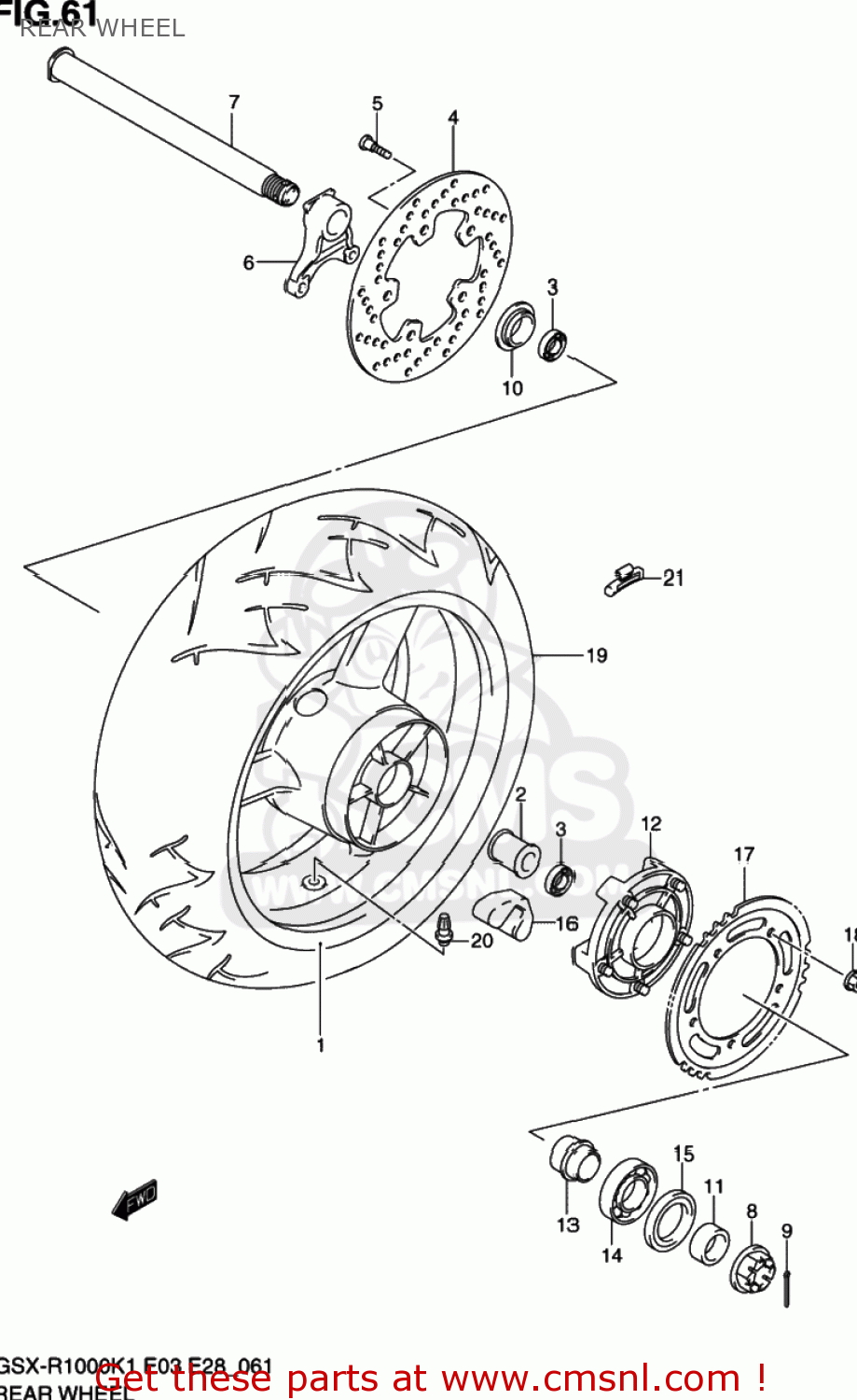 REAR WHEEL GSXR1000 2001 (K1) USA (E03)