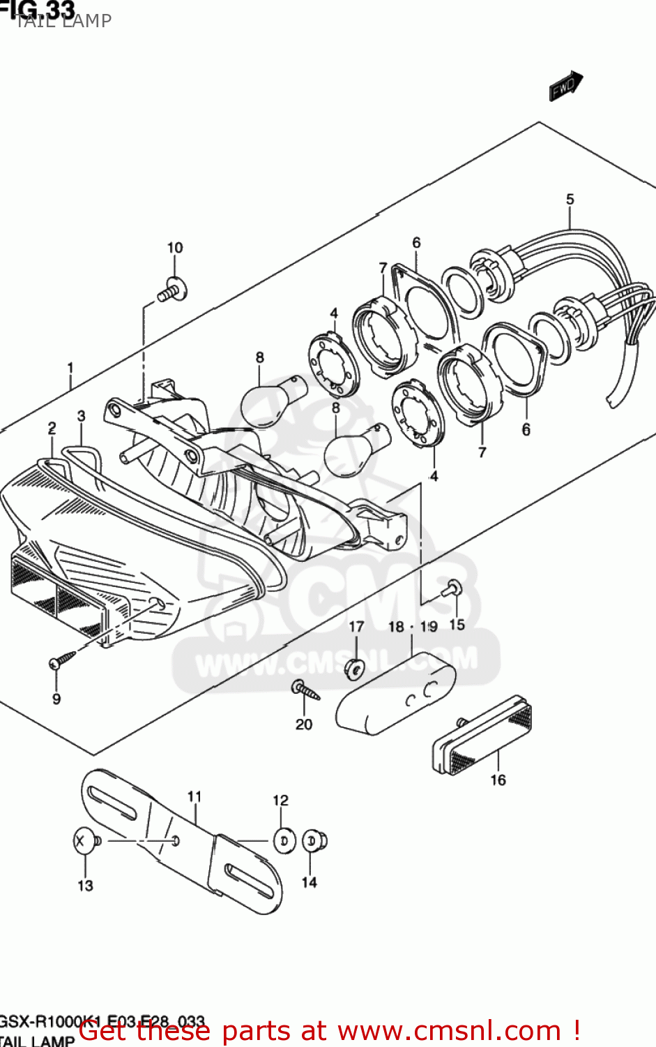 TAIL LAMP GSXR1000 2001 (K1) USA (E03)