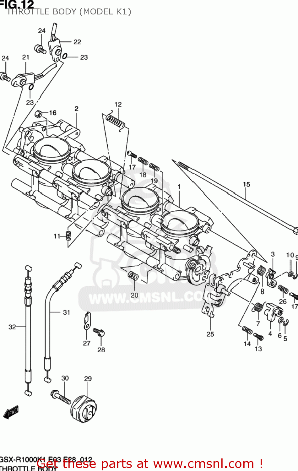 THROTTLE BODY (MODEL K1) GSXR1000 2001 (K1) USA (E03)