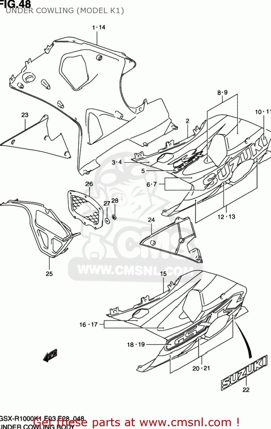 UNDER COWLING (MODEL K1) GSXR1000 2001 (K1) USA (E03)