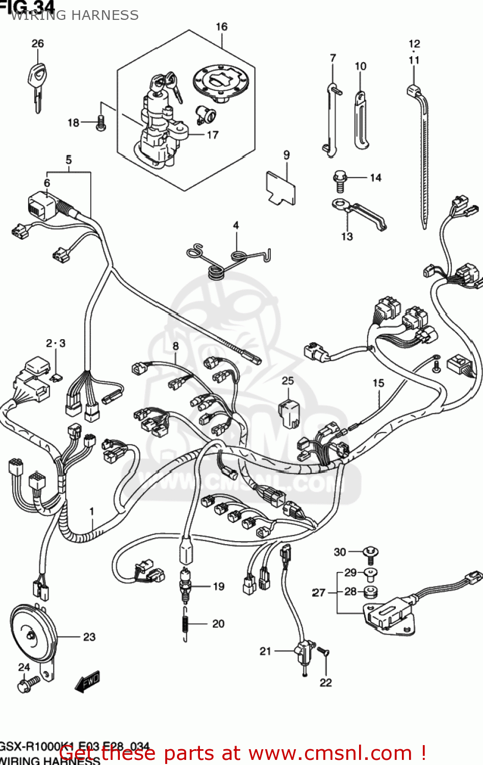 WIRING HARNESS GSXR1000 2001 (K1) USA (E03)