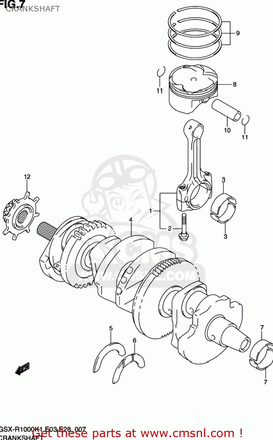 Suzuki GSXR1000 2002 (K2) USA (E03) CRANKSHAFT - buy original ...