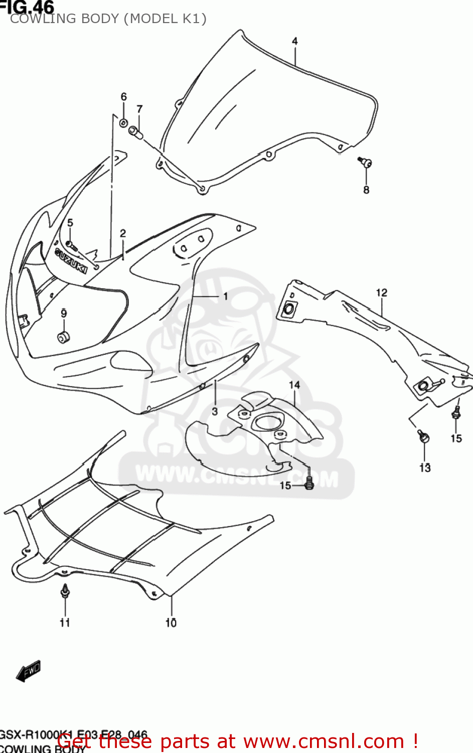 COWLING BODY (MODEL K1) GSXR1000 2002 (K2) USA (E03)