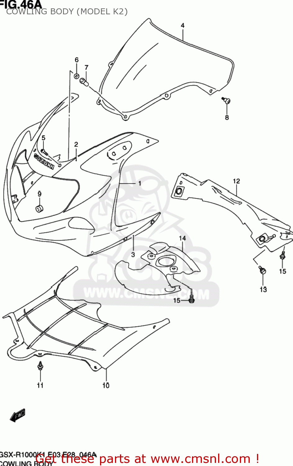 COWLING BODY (MODEL K2) GSXR1000 2002 (K2) USA (E03)