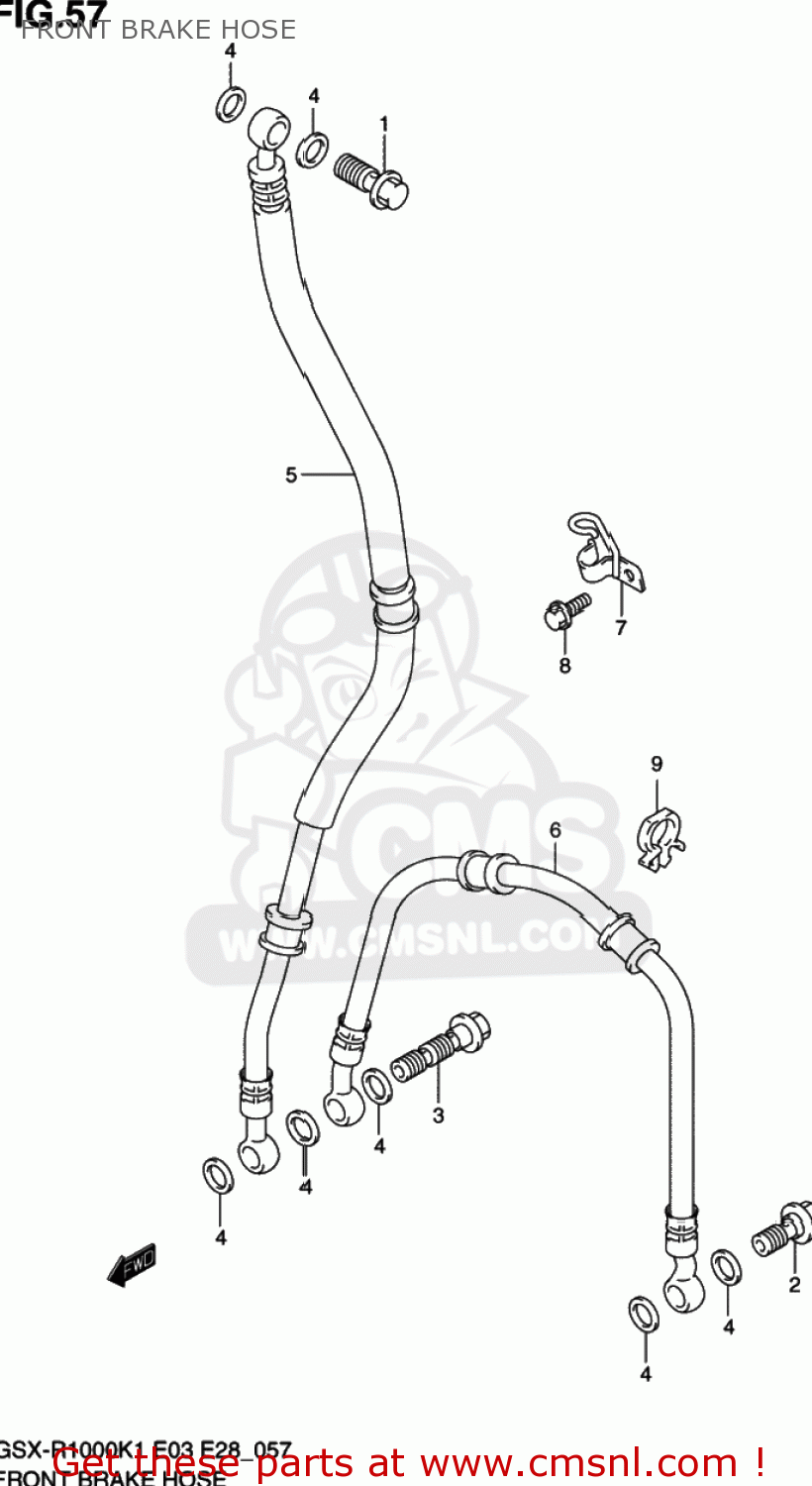 FRONT BRAKE HOSE GSXR1000 2002 (K2) USA (E03)