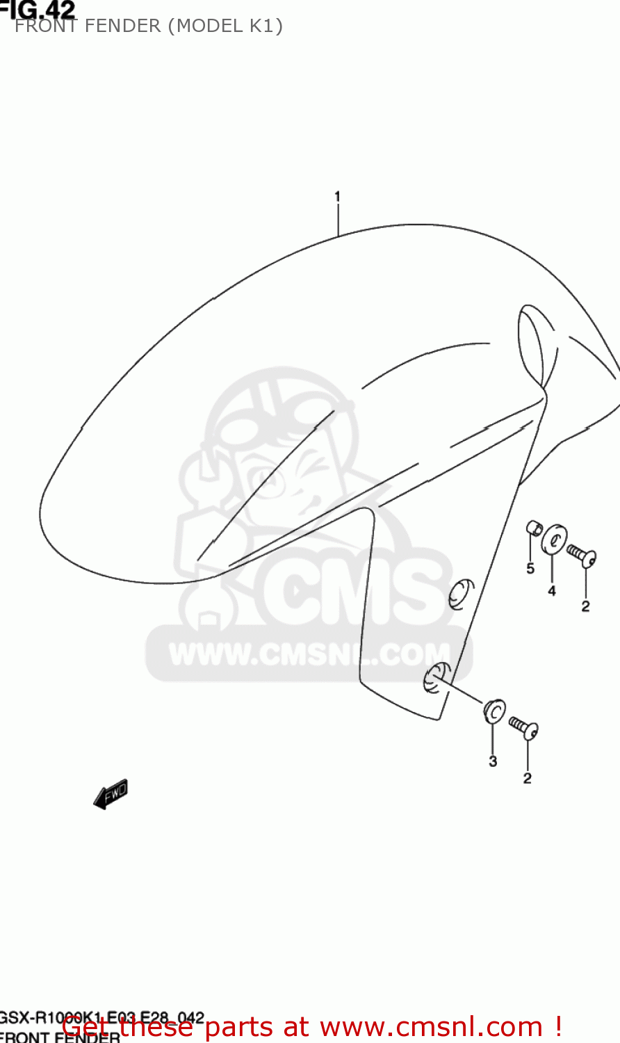 FRONT FENDER (MODEL K1) GSXR1000 2002 (K2) USA (E03)