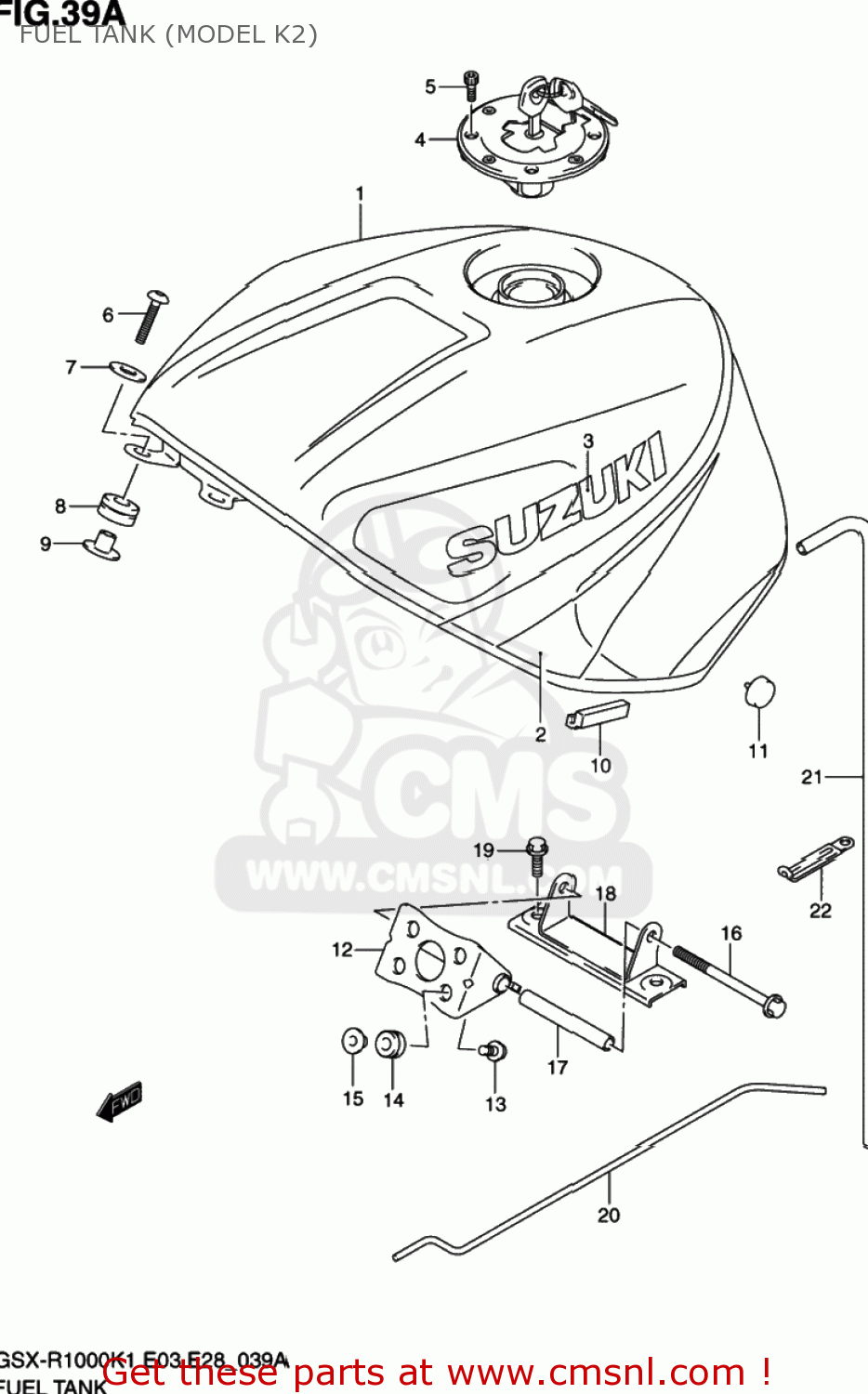 FUEL TANK (MODEL K2) GSXR1000 2002 (K2) USA (E03)
