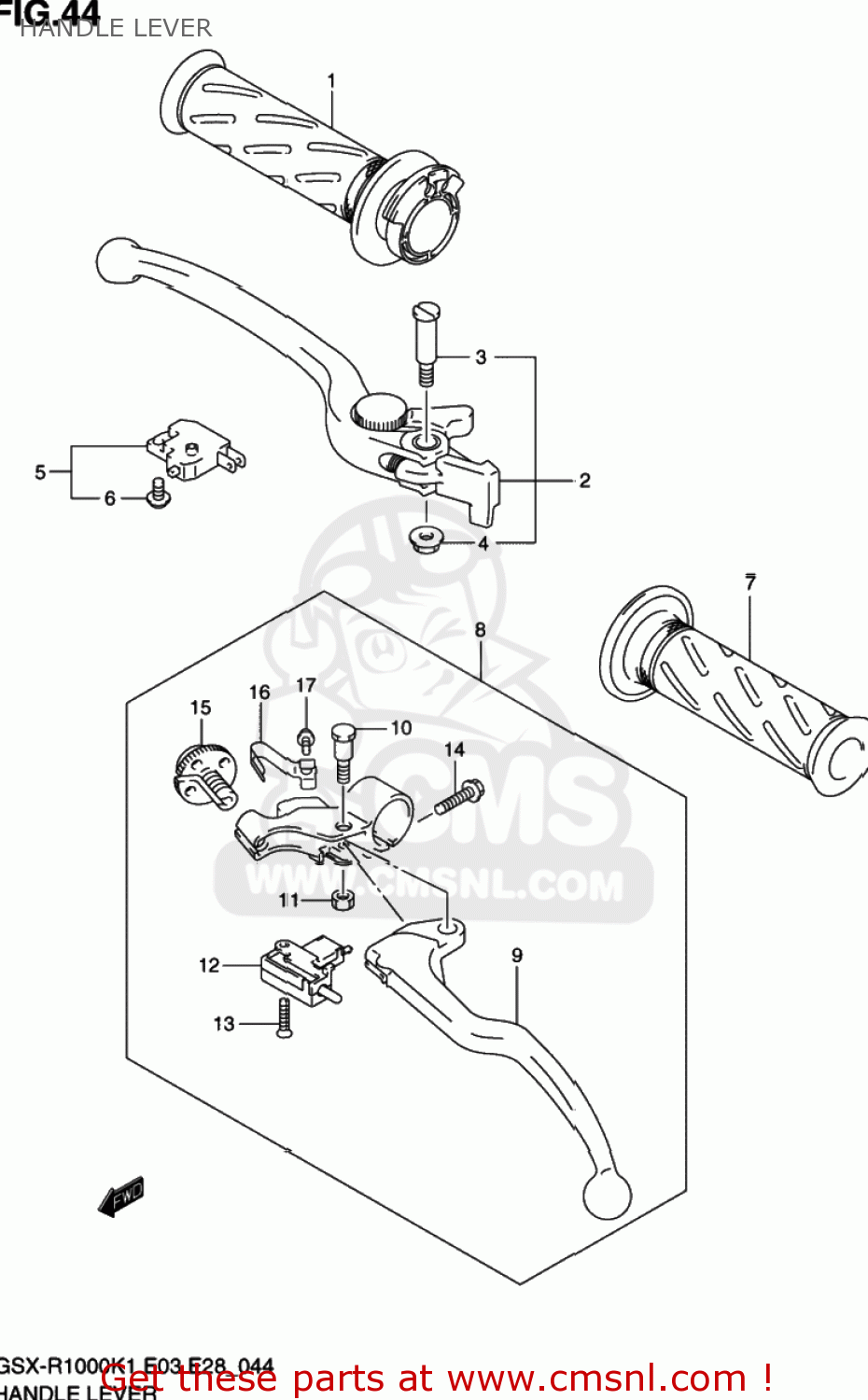 HANDLE LEVER GSXR1000 2002 (K2) USA (E03)