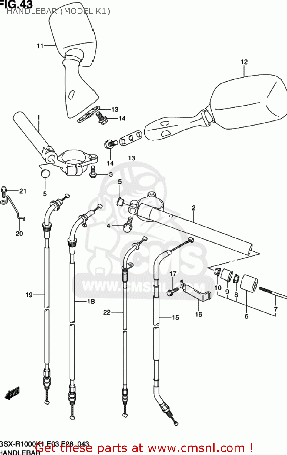 HANDLEBAR (MODEL K1) GSXR1000 2002 (K2) USA (E03)