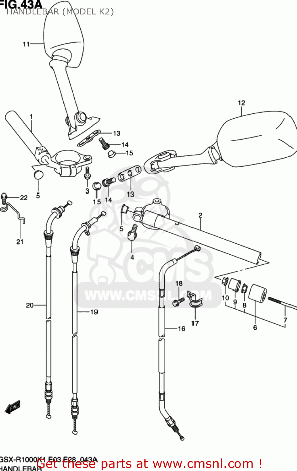 HANDLEBAR (MODEL K2) GSXR1000 2002 (K2) USA (E03)