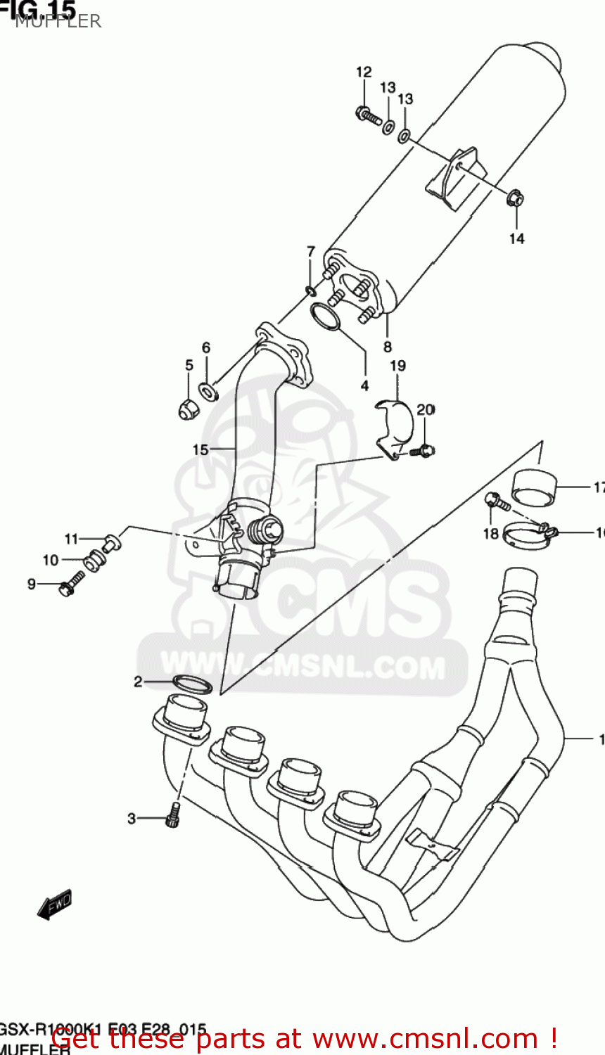 MUFFLER GSXR1000 2002 (K2) USA (E03)