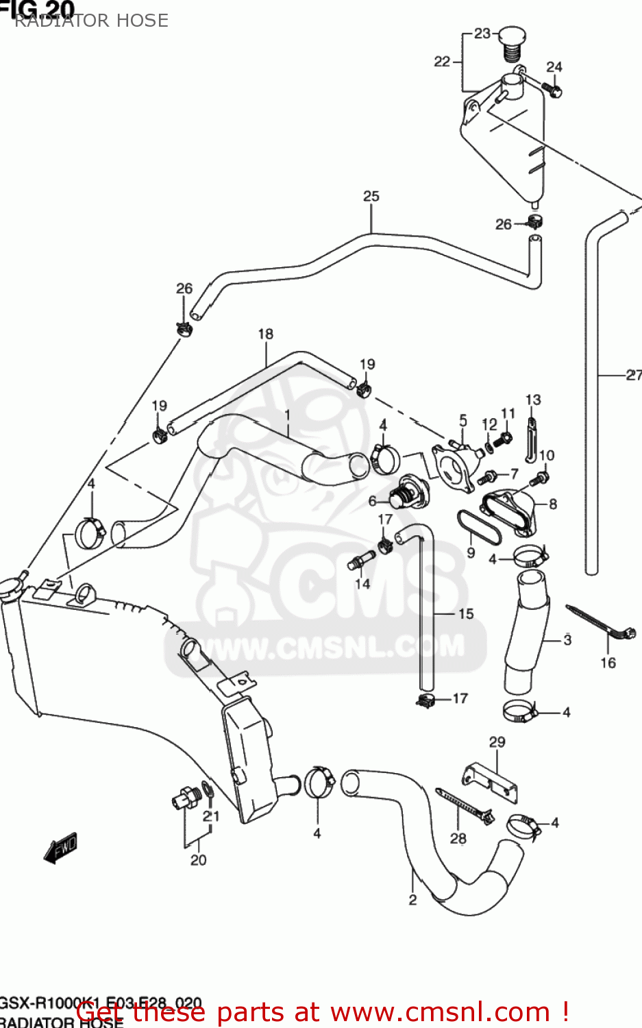 RADIATOR HOSE GSXR1000 2002 (K2) USA (E03)