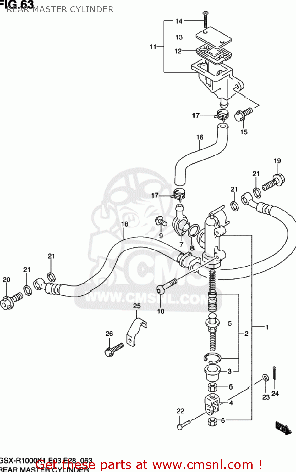 REAR MASTER CYLINDER GSXR1000 2002 (K2) USA (E03)