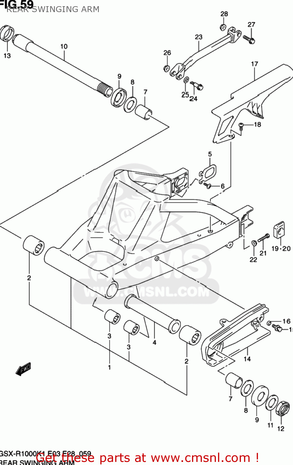 REAR SWINGING ARM GSXR1000 2002 (K2) USA (E03)