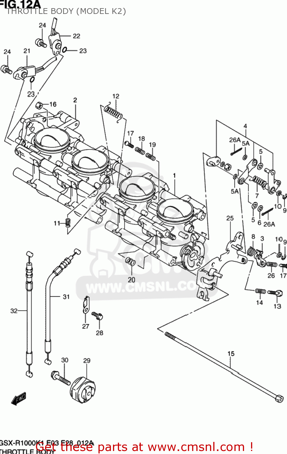 THROTTLE BODY (MODEL K2) GSXR1000 2002 (K2) USA (E03)