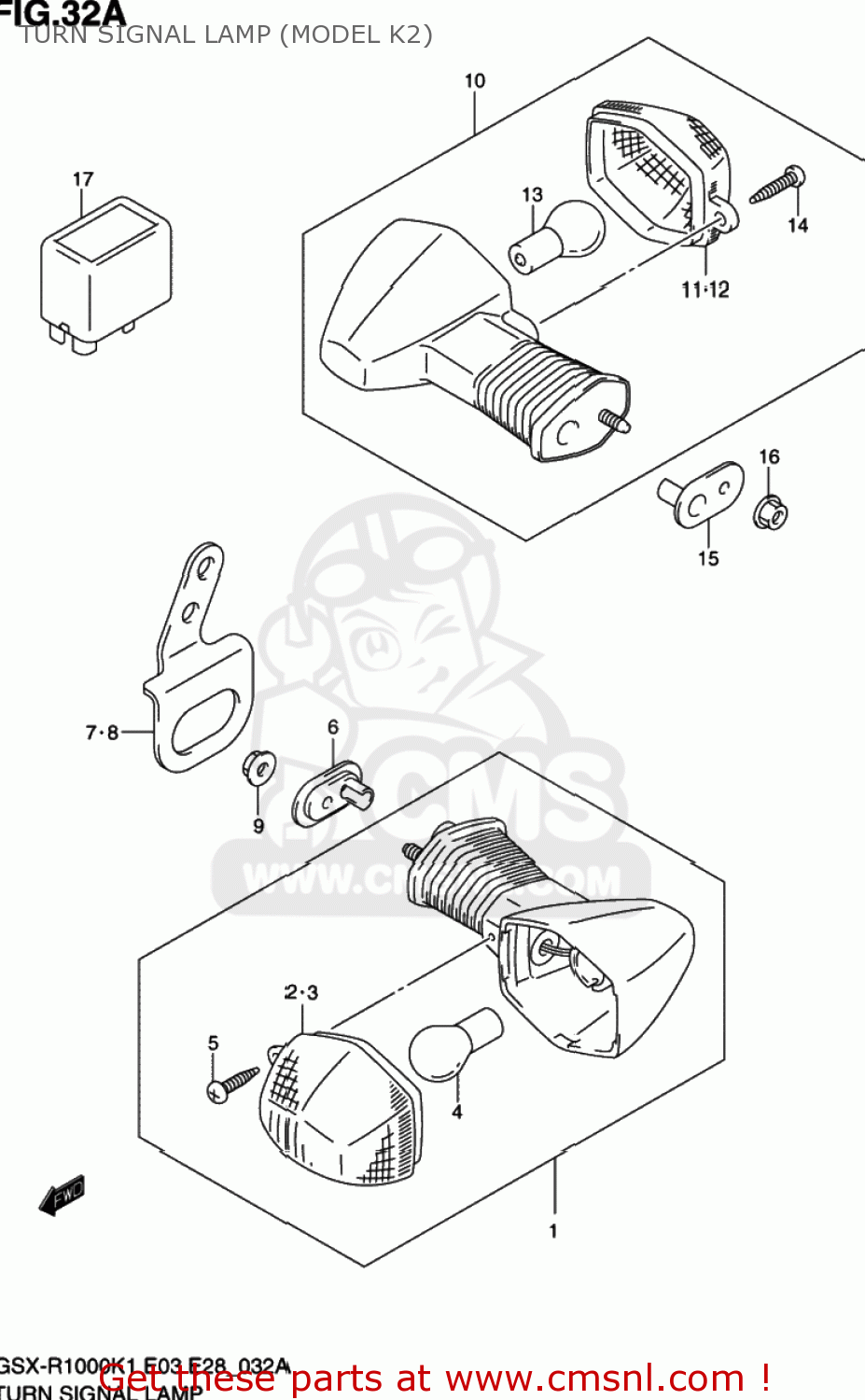 TURN SIGNAL LAMP (MODEL K2) GSXR1000 2002 (K2) USA (E03)