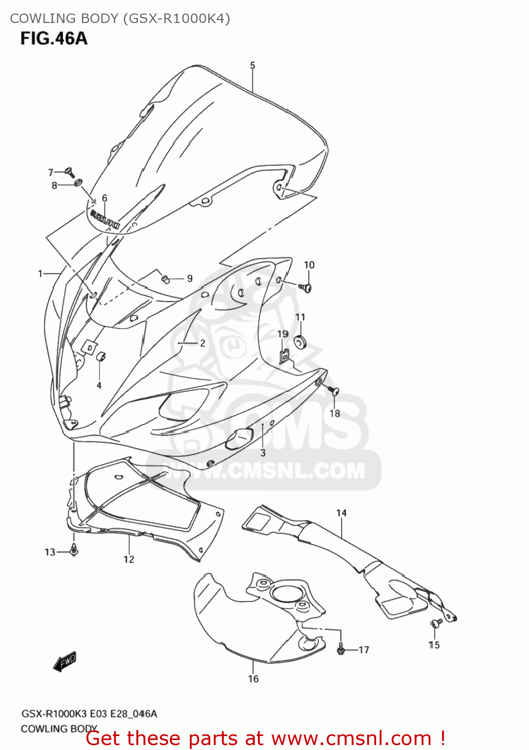 COWLING BODY (GSX-R1000K4) GSXR1000 2003 (K3) USA (E03)